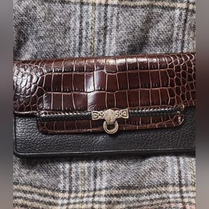 Brighton black leather & crock wallet